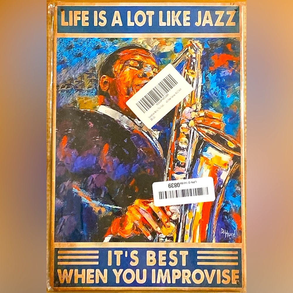 Jazz saxophone man metal tin sign
